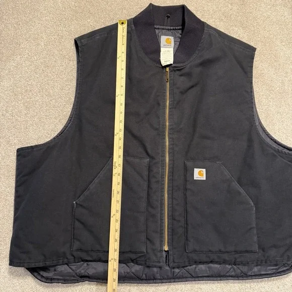 Carhartt Duck Canvas Vest Men's Size 5XL Black Full Zip Quilted Lined Workwear